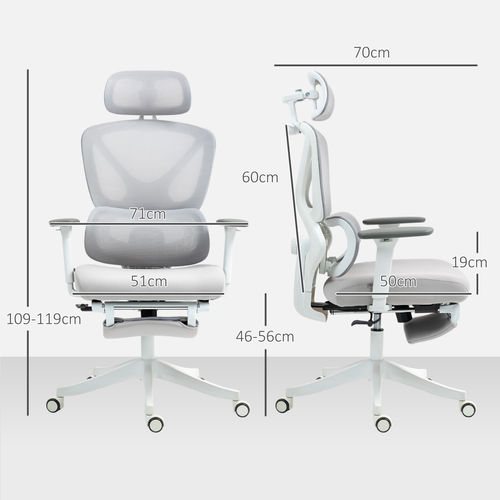 The Furniture Hubs Ergonomic Office Chair, Grey