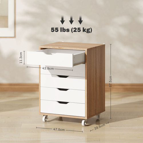 The Furniture Hubs Mobile Filing Cabinet, 5-drawer File Cabinet