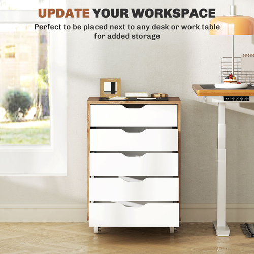 The Furniture Hubs Mobile Filing Cabinet, 5-drawer File Cabinet