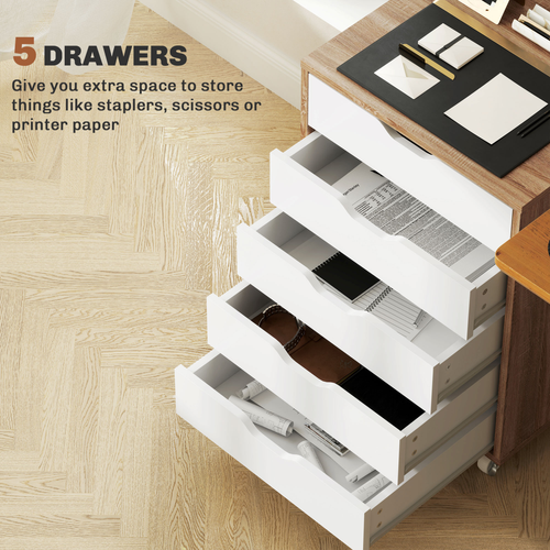 The Furniture Hubs Mobile Filing Cabinet, 5-drawer File Cabinet