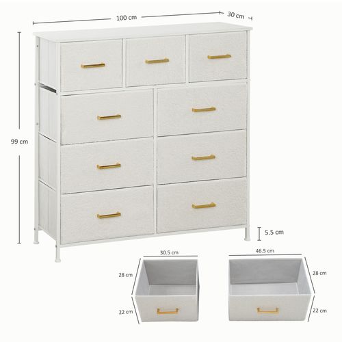 The Furniture Hubs Cream Storage Unit with 9 Stylish Drawers