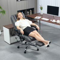 HOMCOM Grey PU Leather Reclining Massage Office Desk Chair