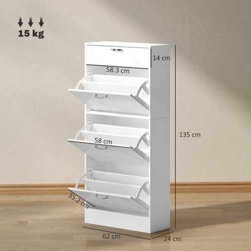 HOMCOM Black Shoe Cabinet with 4 Drawers, Stores 18 Pairs