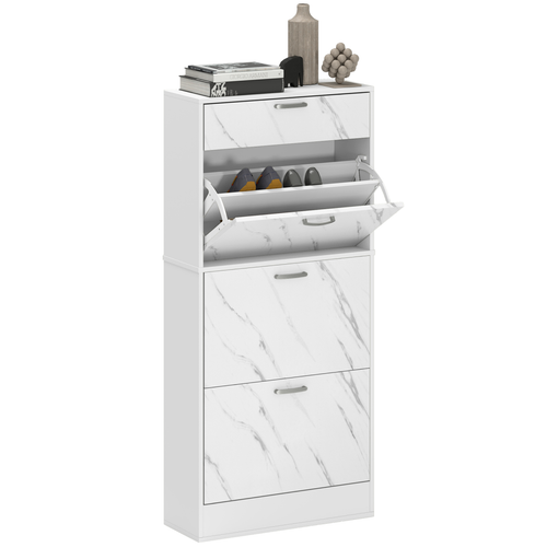 HOMCOM Black Shoe Cabinet with 4 Drawers, Stores 18 Pairs