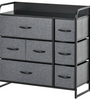 HOMCOM 3-Tier Fabric Bedroom Dresser with 7 Foldable Drawers, Grey
