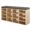 14-Compartment Shoe Storage Rack with Cushion Seat, Adjustable Shelves, and Solid Frame