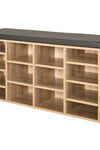 14-Compartment Shoe Storage Rack with Cushion Seat, Adjustable Shelves, and Solid Frame