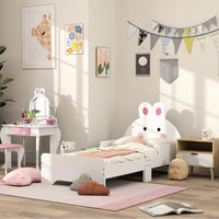 Rabbit-Designed Toddler Bed – White