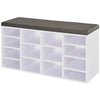 14-Compartment Shoe Storage Rack with Cushion Seat, Adjustable Shelves, and Solid Frame