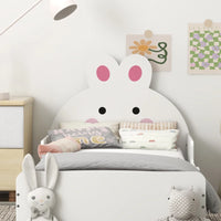 Rabbit-Designed Toddler Bed – White