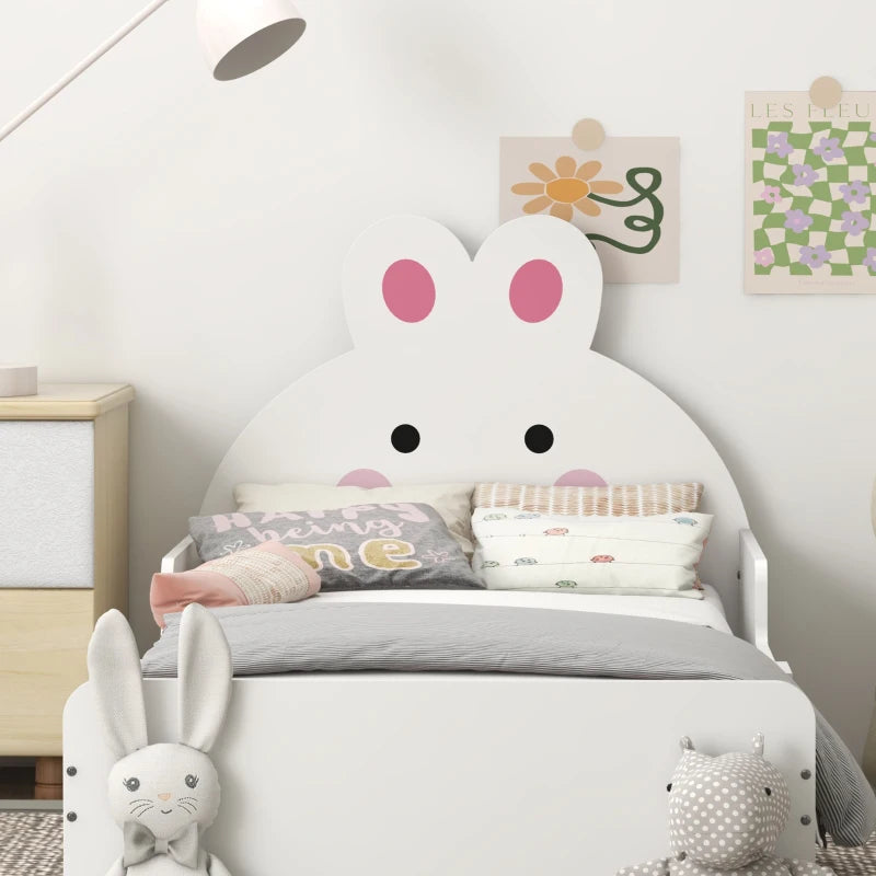 Rabbit-Designed Toddler Bed – White