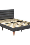 Upholstered Double Bed Frame with Wooden Slats | The Furniture Hubs
