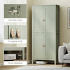Tall Pantry Cupboard with Motion Sensor LED Light – Freestanding Kitchen Storage Cabinet