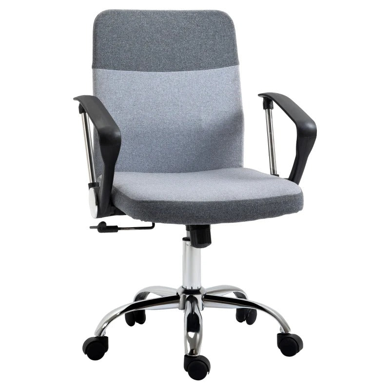 Vinsetto Office Chair Linen Fabric Swivel Computer Desk Chair Home Study Adjustable Chair with Wheels