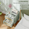 Boho Rattan Bedroom Chest of Drawers, 2 Drawer Dressers, Olive Green