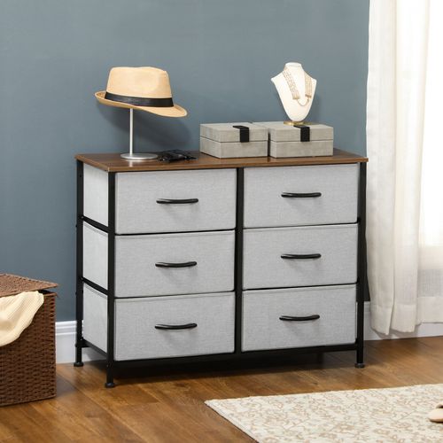 Wooden Top for Closet Hallway Grey with 6 Drawer