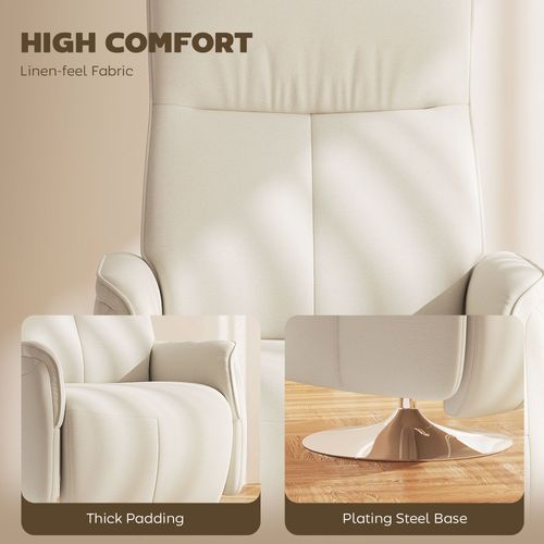 Massage Reclining Chair with Adjustable Backrest, Cream White