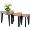 3 PCs Stackable Coffee Table Set Accent Furniture MDF Steel Frame Walnut