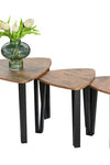 3 PCs Stackable Coffee Table Set Accent Furniture MDF Steel Frame Walnut