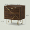 The Furniture Hubs Modern Side Table Set with 2 Drawers, Brown