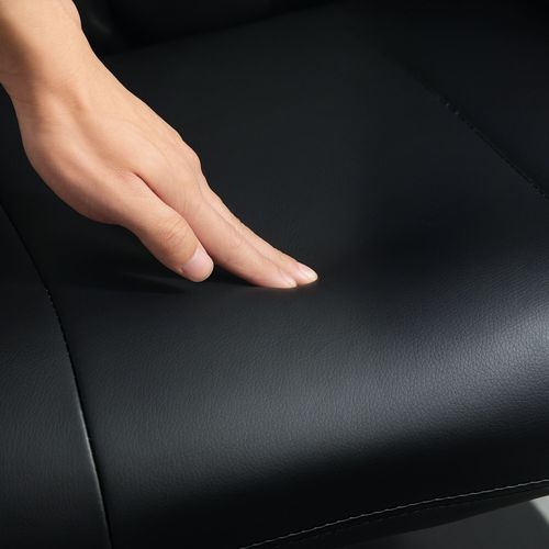 Comfort Plus Reclining Armchair & Stool Set - 360° Swivel, Black PU Leather