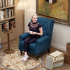 HOMCOM Accent Armchair Home Furniture Retro Tufted Club Wood Fabric Blue