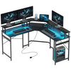The Furniture Hubs L‑Shaped Corner Computer Desk onitorStand