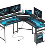 The Furniture Hubs L‑Shaped Corner Computer Desk onitorStand
