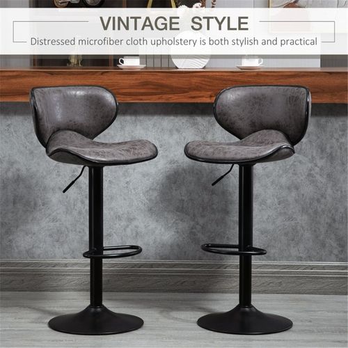 The Furniture Hub Vintage Leather Chairs & Stools Pair