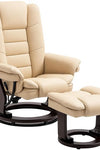 The Furniture Hubs Recliner Chair & Footrest PU Beige