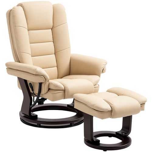 The Furniture Hubs Recliner Chair & Footrest PU Beige