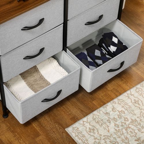 Wooden Top for Closet Hallway Grey with 6 Drawer