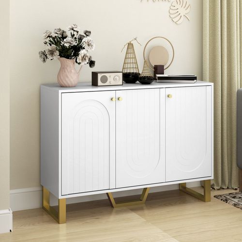 HOMCOM Sideboard with Adjustable Shelves & Doors for Living Room, White