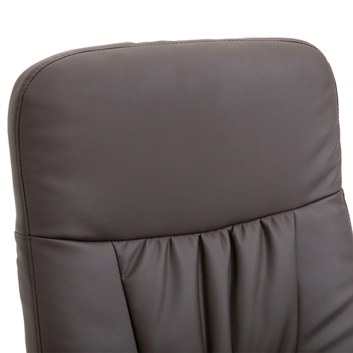 The Furniture Hubs 2pc Brown PU Leather Recliner & Ottoman