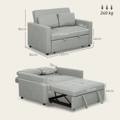 Furniture Hubs 2‑Seat Convertible Sofa Bed with Cushions Set