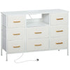 The Furniture Boucle Chest of Drawers, 2 USB & 2 AC Ports, 8 Drawers Dresser