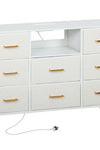 The Furniture Boucle Chest of Drawers, 2 USB & 2 AC Ports, 8 Drawers Dresser