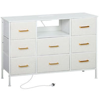 The Furniture Boucle Chest of Drawers, 2 USB & 2 AC Ports, 8 Drawers Dresser