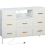 The Furniture Boucle Chest of Drawers, 2 USB & 2 AC Ports, 8 Drawers Dresser