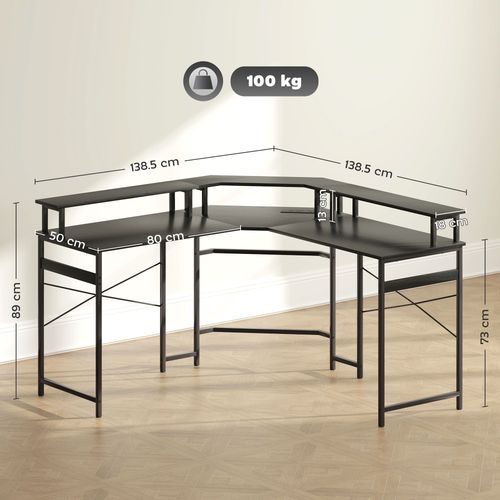 The Furniture Hubs L‑Shaped Corner Computer Desk onitorStand
