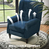 HOMCOM Accent Armchair Home Furniture Retro Tufted Club Wood Fabric Blue