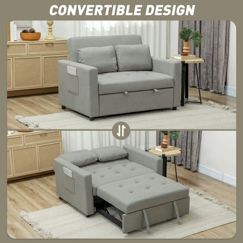 Furniture Hubs 2‑Seat Convertible Sofa Bed with Cushions Set