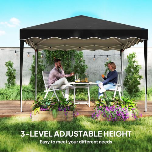 Steel Frame Gazebo with Reflective Lining for Outdoor Events - Black
