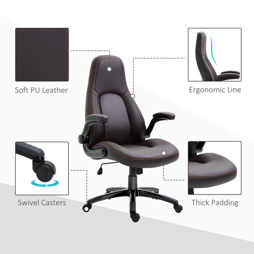 PU Leather Swivel Office Chair Adjustable by The Furniture Hubs