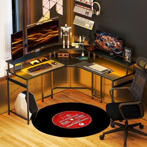 The Furniture Hubs L‑Shaped Corner Computer Desk onitorStand