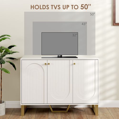 HOMCOM Sideboard with Adjustable Shelves & Doors for Living Room, White