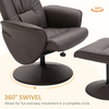 The Furniture Hubs 2pc Brown PU Leather Recliner & Ottoman