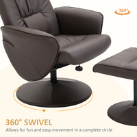The Furniture Hubs 2pc Brown PU Leather Recliner & Ottoman