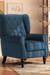 HOMCOM Accent Armchair Home Furniture Retro Tufted Club Wood Fabric Blue