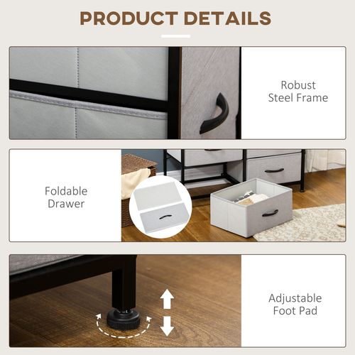 Wooden Top for Closet Hallway Grey with 6 Drawer